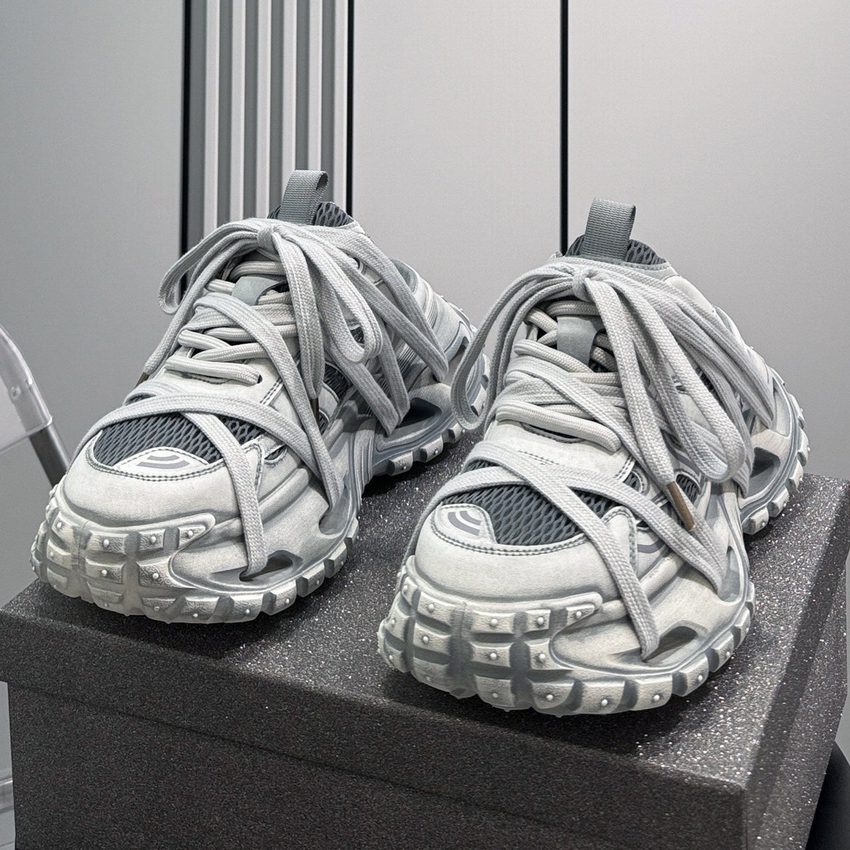 Metallic Rope Lace Chunky Sole Slip-On Shoes