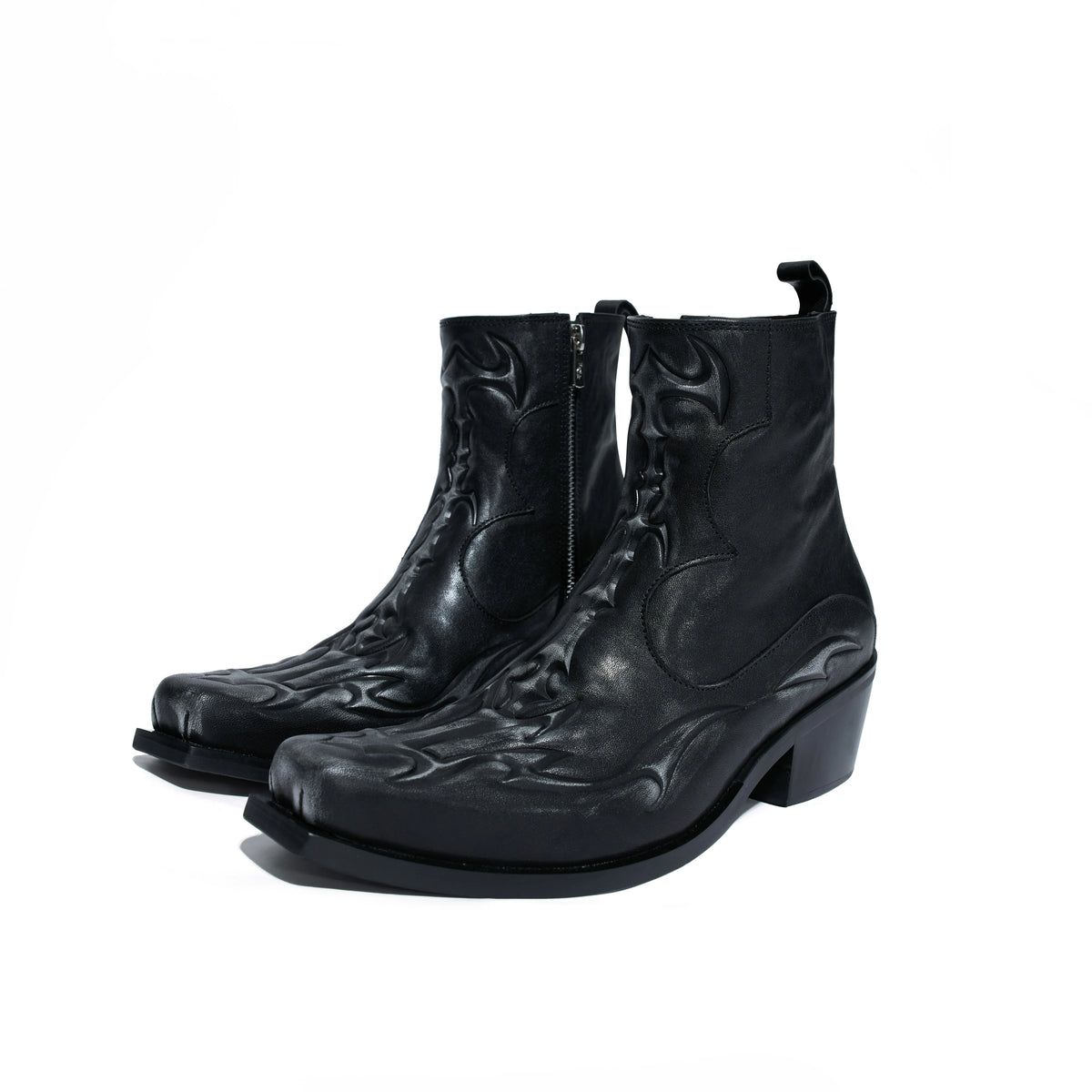 Embossed Spine First Layer Cowhide Chelsea Boots