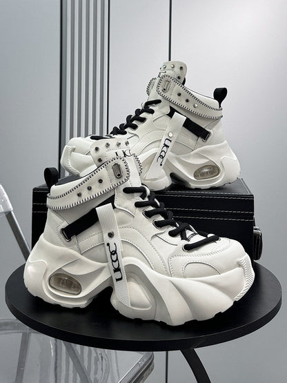 Studs Strap Buckle High-Top Chunky Sole Sneakers