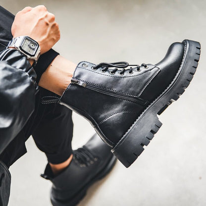 Chunky Lug Sole Platform Lace-Up Zipper Boots