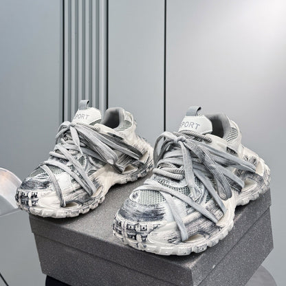 Paint Splash Rope Lace Chunky Sole Sneakers