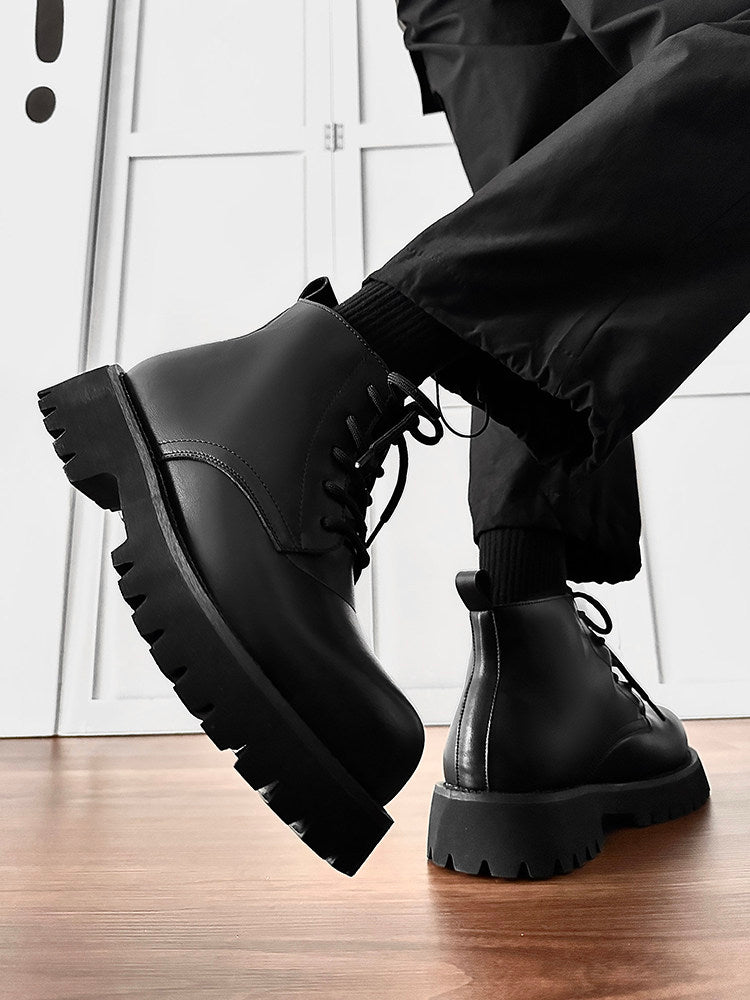 Chunky Lug Sole Platform Lace-Up Boots
