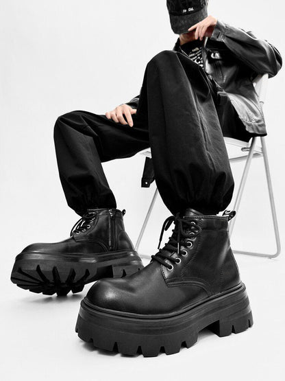 Lace Up Thick Sole Short Boots