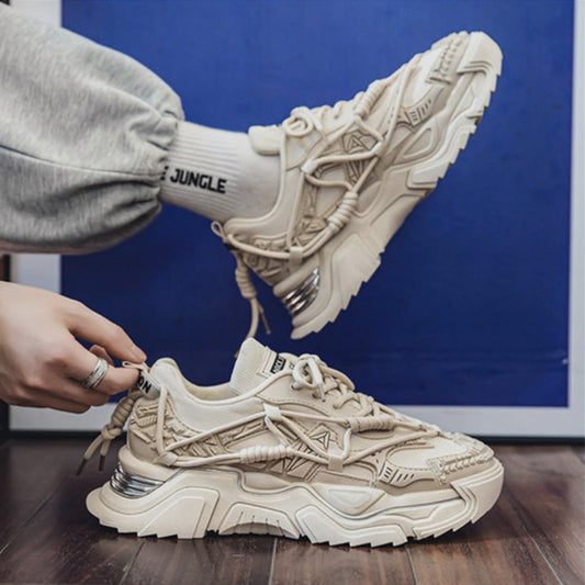 Layered Panel Chunky Lace-Up Sneakers