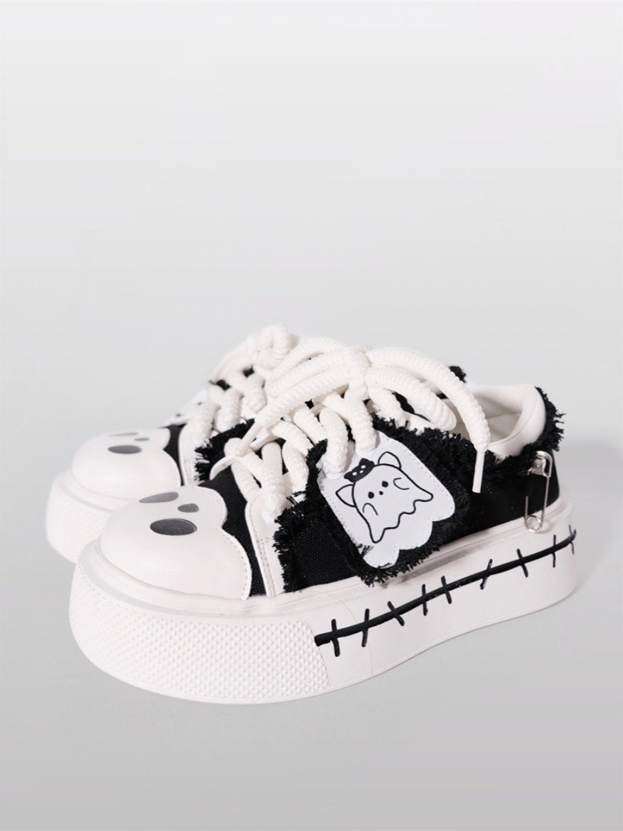 Ghost Flag Canvas Platform Shoes