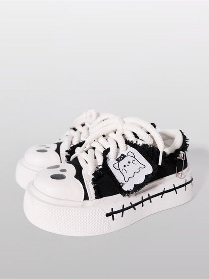 Ghost Flag Canvas Platform Shoes