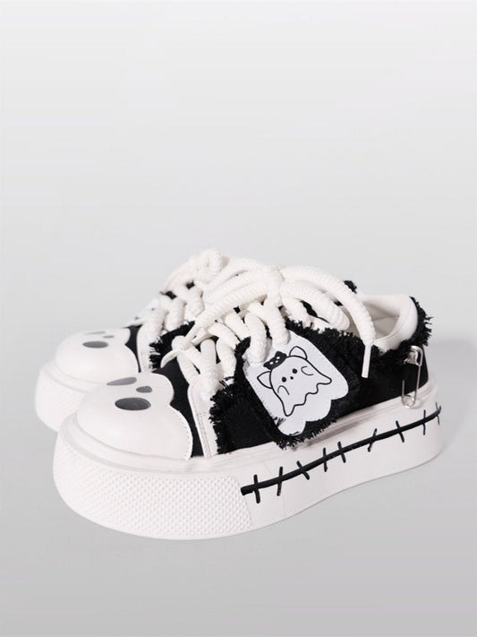 Ghost Flag Canvas Platform Shoes