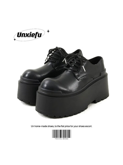 Runway Chunky Sole Platform Leather Derby Shoes