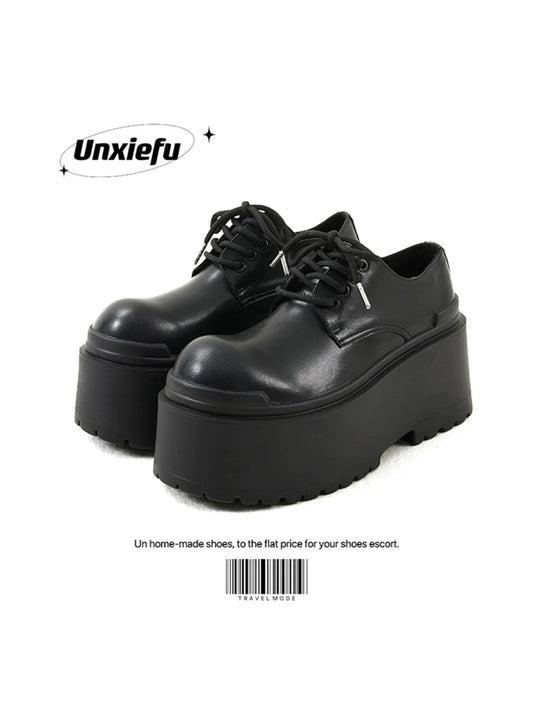 Runway Chunky Sole Platform Leather Derby Shoes