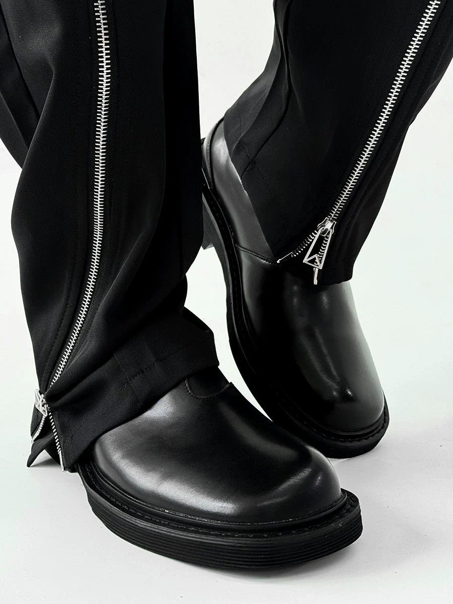 Square-Toe Slip-On Leather Loafers