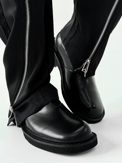 Square-Toe Slip-On Leather Loafers