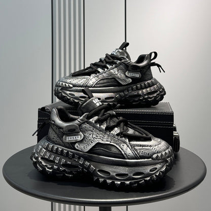 Emboss Rope Thick Sole Dad Sneakers