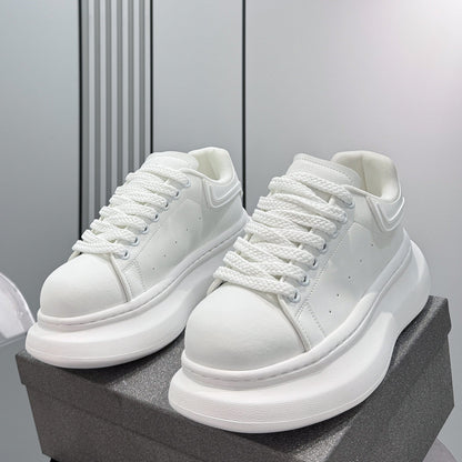 Round-Toe Platform Lace-Up Sneakers