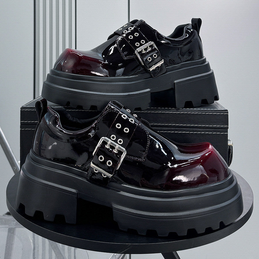Chunky Patent Leather Buckle Loafers