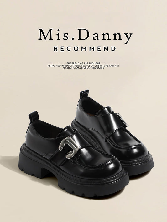 Metal Buckle Platform Thick Sole Loafers