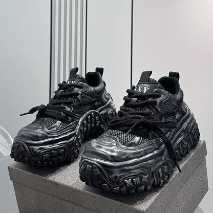 Mesh Platform Chunky Sole Sneakers