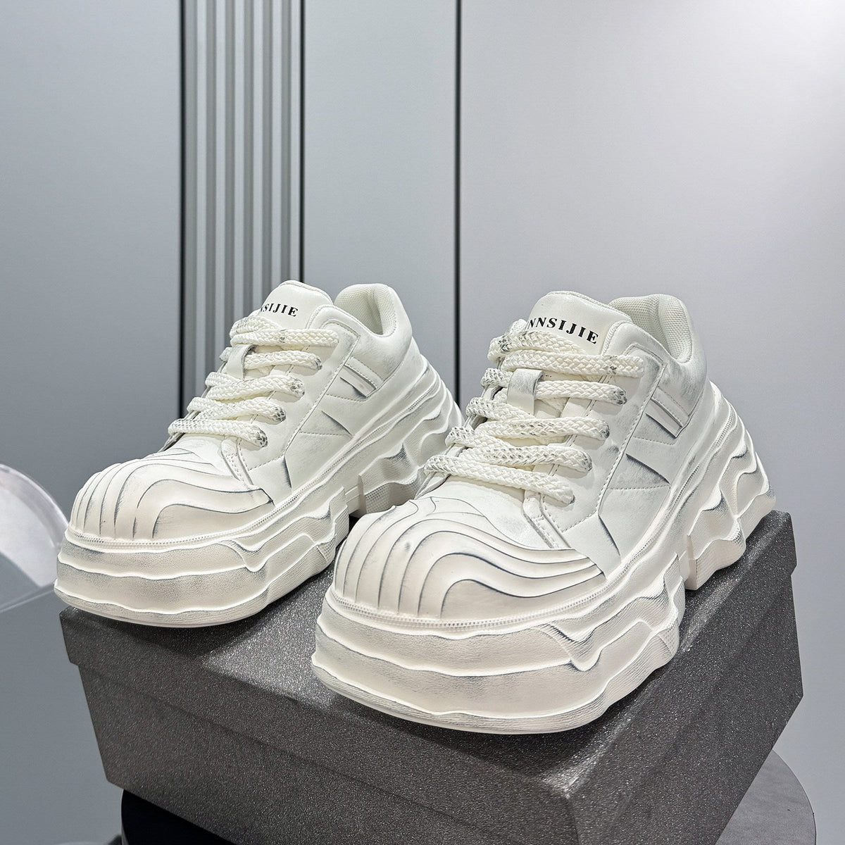 Panel Platform Chunky Sole Sneakers