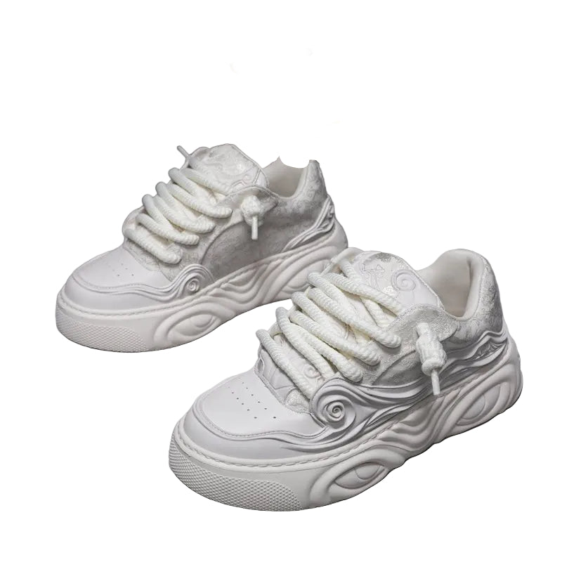 White Lace-Up Sneakers