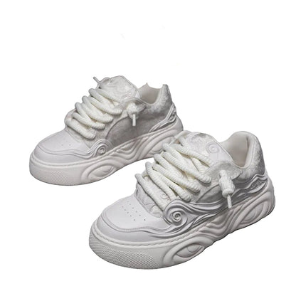 White Lace-Up Sneakers