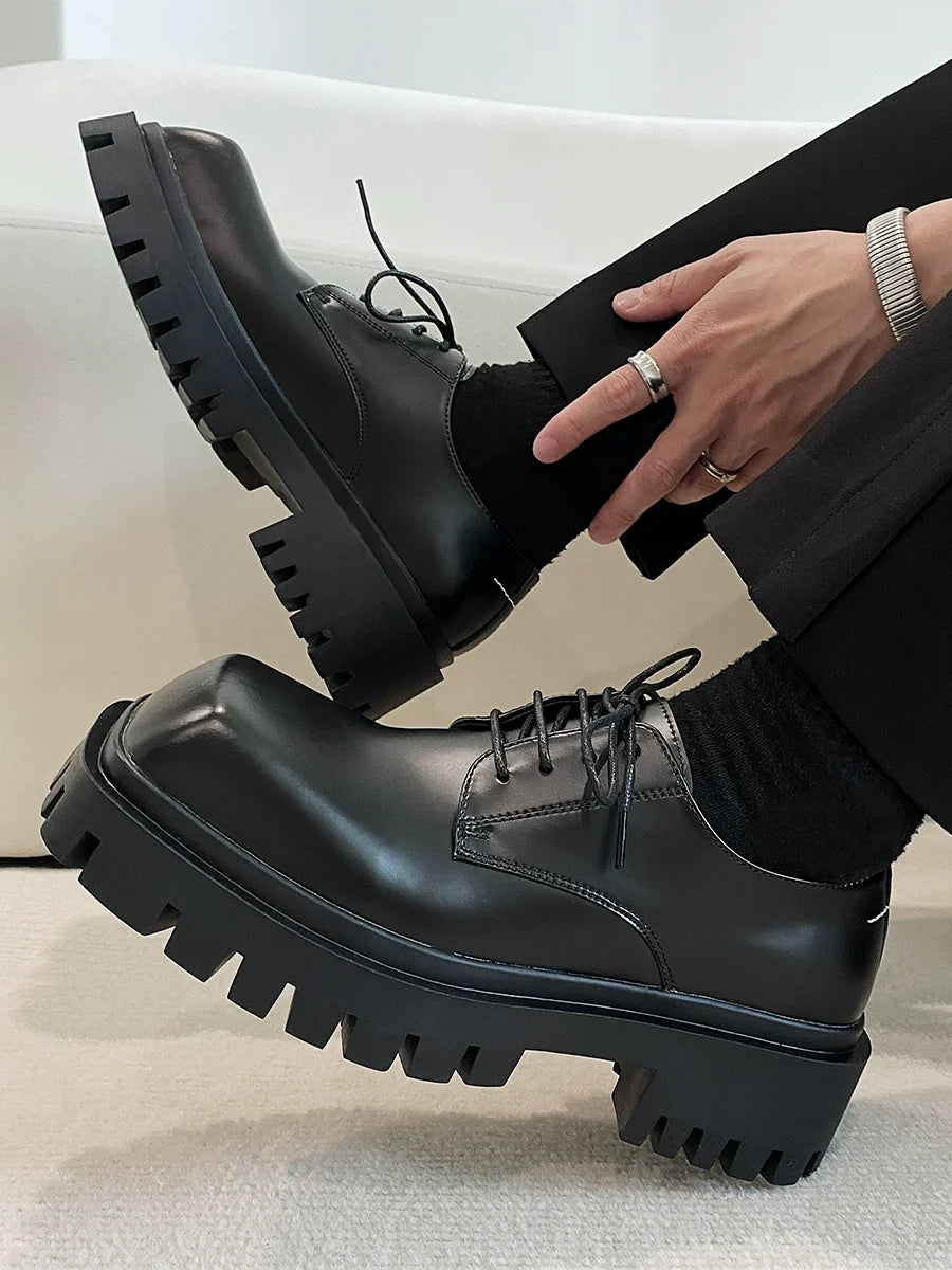 Square Toe Thick Sole Derby Shoes