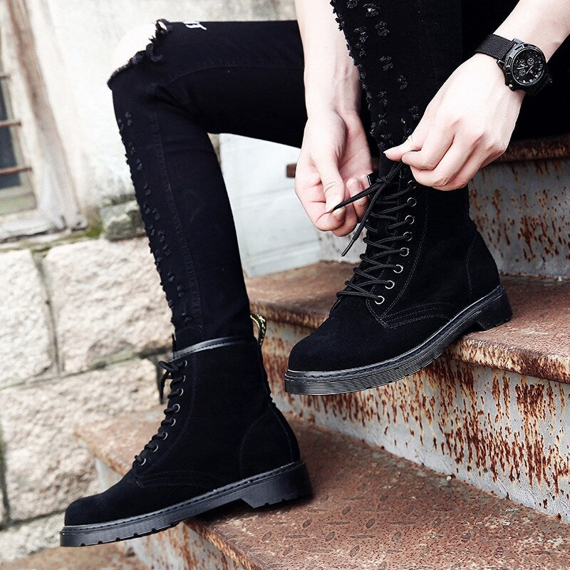 Lace-Up Mid-Calf Boots
