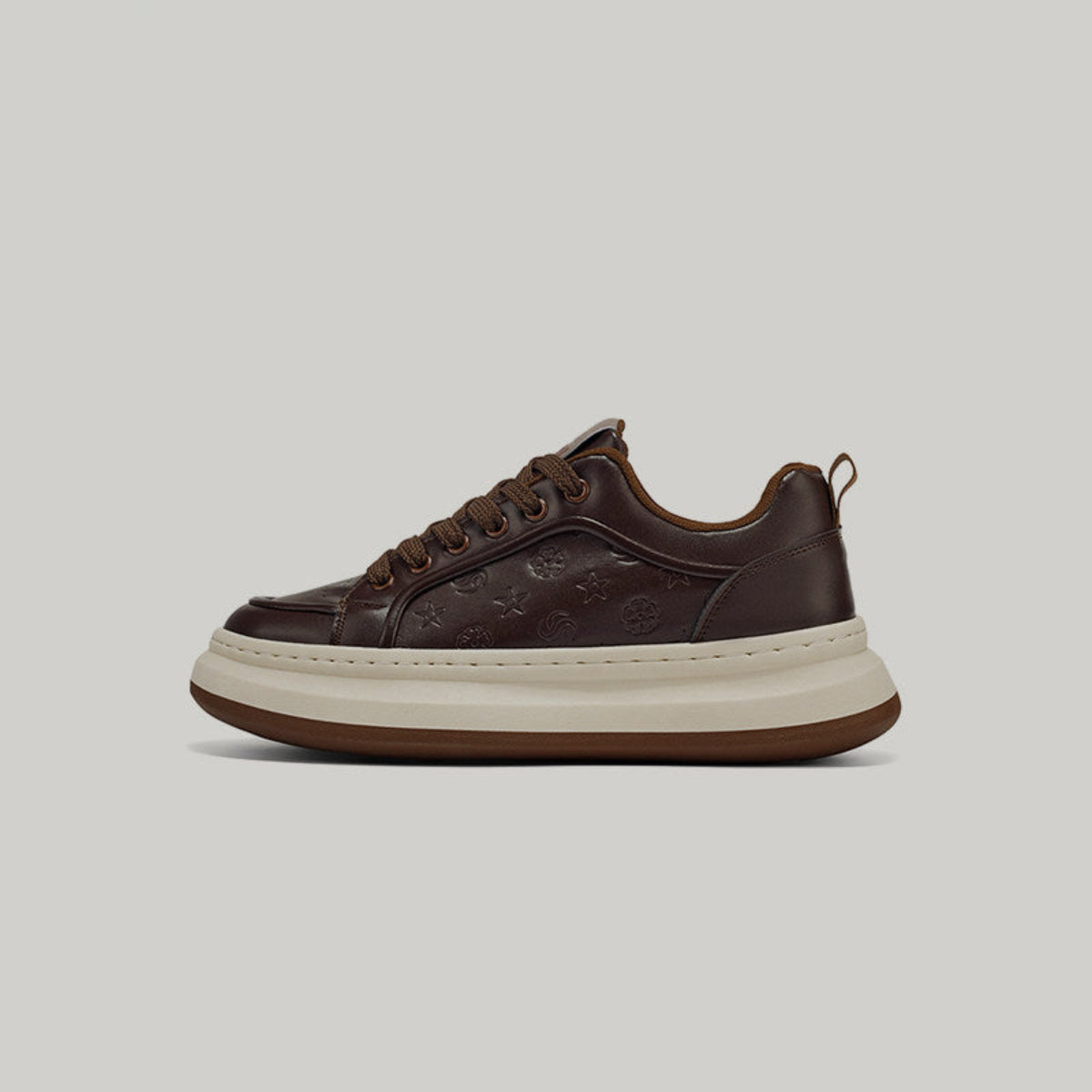 Embossed Platform Lace-Up Sneakers