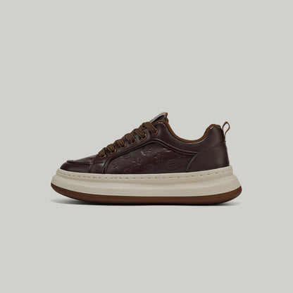 Embossed Platform Lace-Up Sneakers