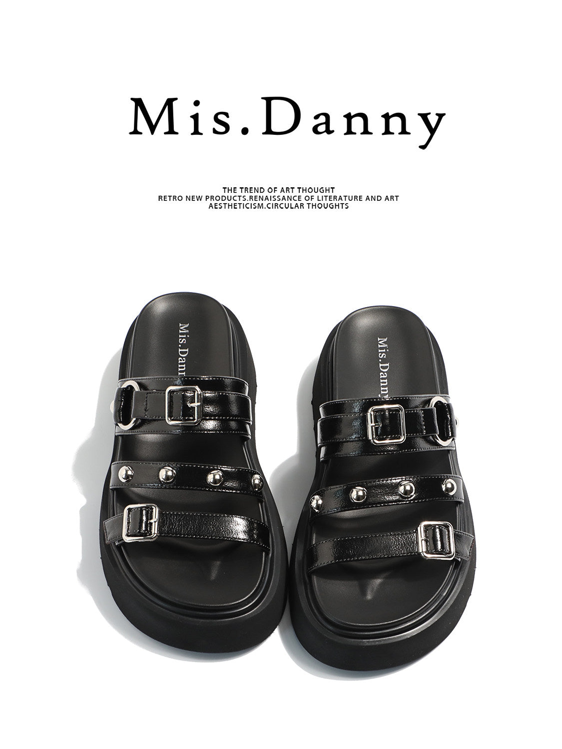 Studded Platform Height-Increasing Sandals