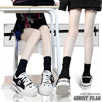 Ghost Monster Flag Canvas Platform Shoes