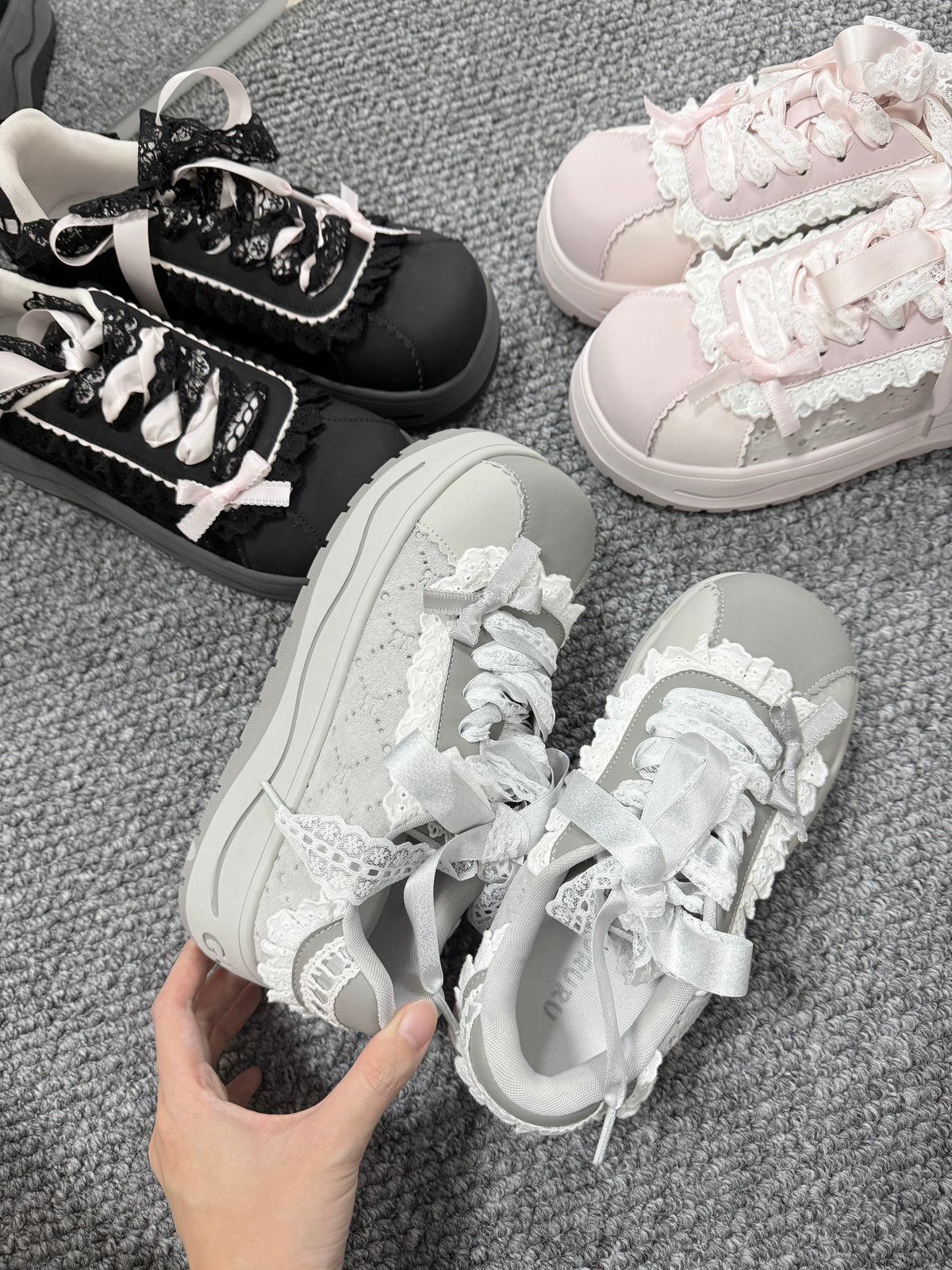 Lace Trim Platform Shoes