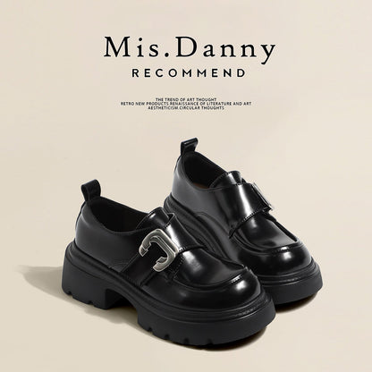 Metal Buckle Platform Thick Sole Loafers