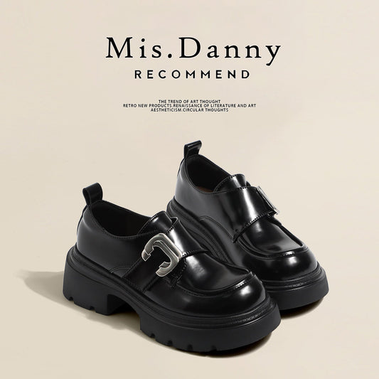 Metal Buckle Platform Thick Sole Loafers
