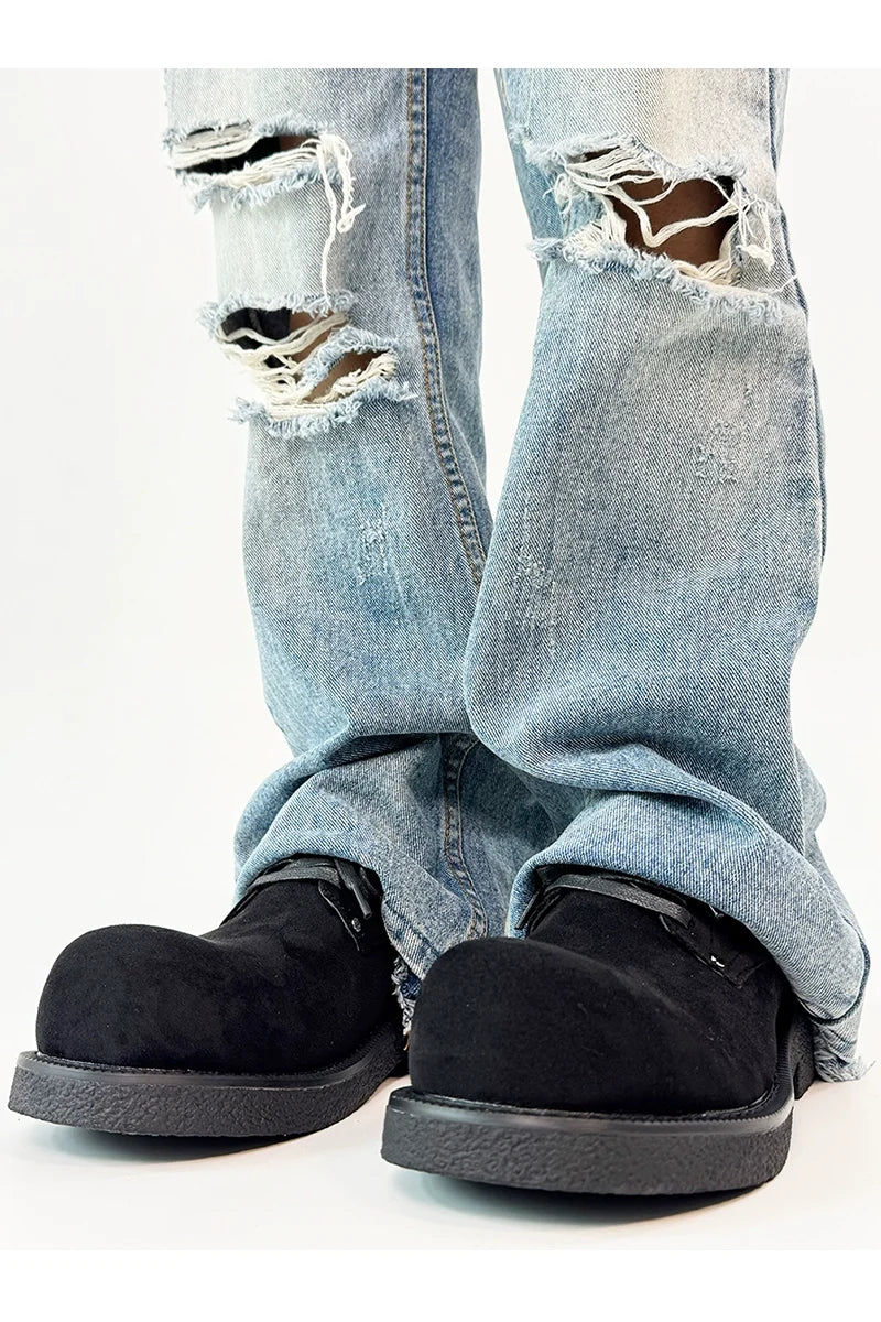 Chunky Suede Platform Derby Shoes