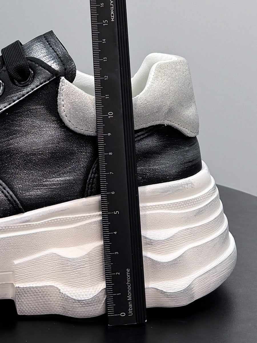 Washed Platform Chunky Sole Sneakers