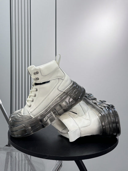 Metal Toe Lace Up Platform Short Boots