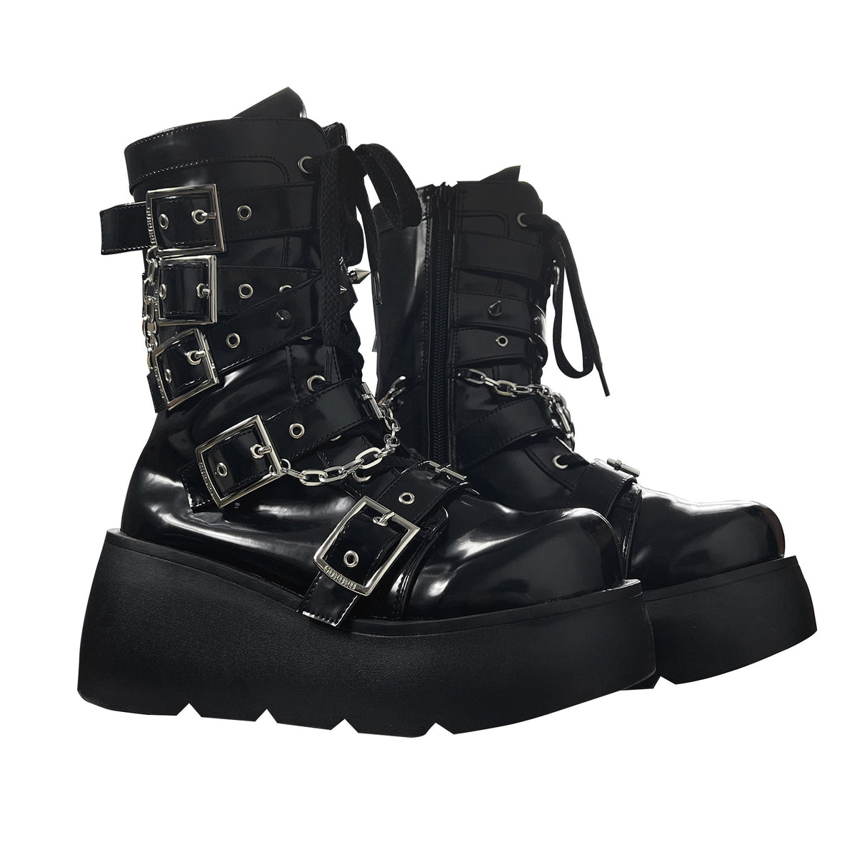 Cross Buckle Platform Short Boots