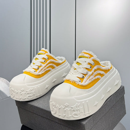 Damage Platform Thick Sole Slip-On Shoes WN24675