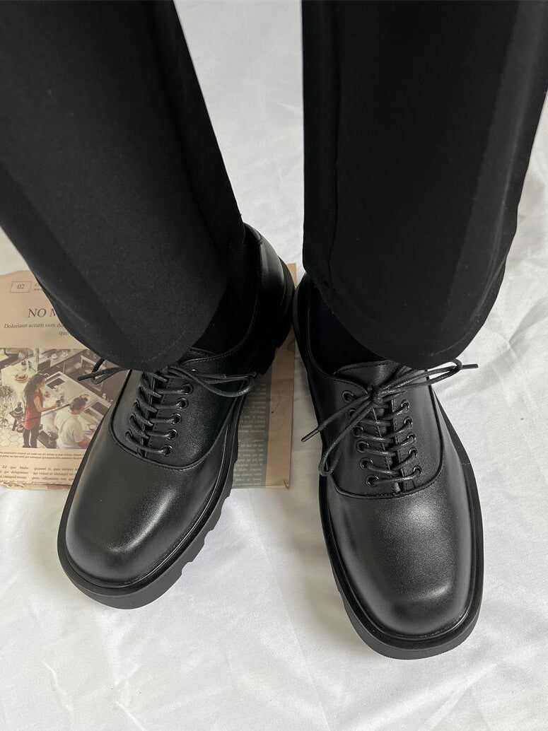 Lace Up Thick Sole Classic Round Toe Shoes