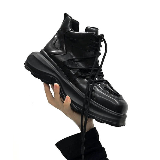 High-Top Chunky Sole Leather Shoes