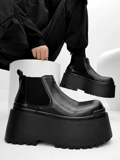 Thick Sole PU Leather Boots