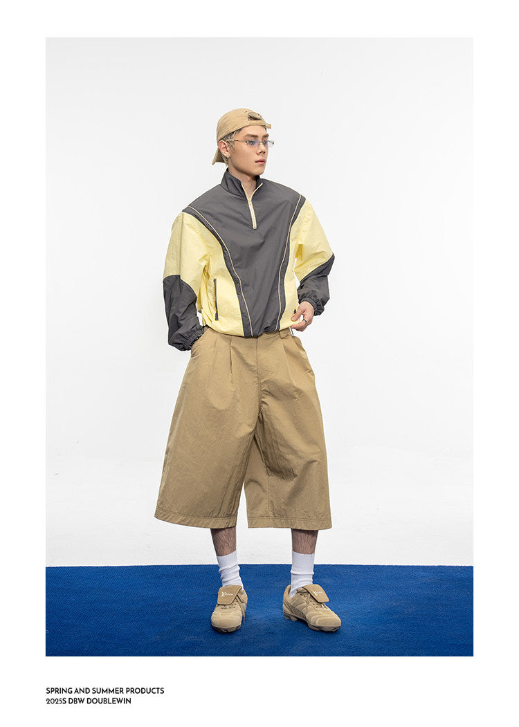 Gathered Relaxed-Fit Casual Shorts