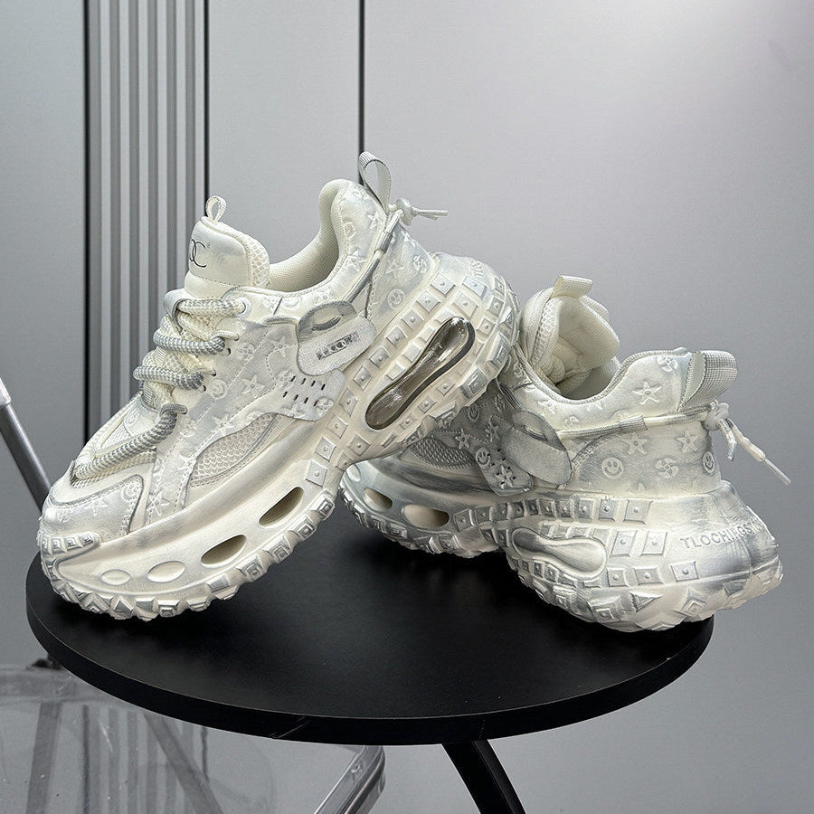 Embroidery Rope Lace Chunky Sole Sneakers