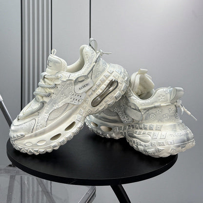 Embroidery Rope Lace Chunky Sole Sneakers
