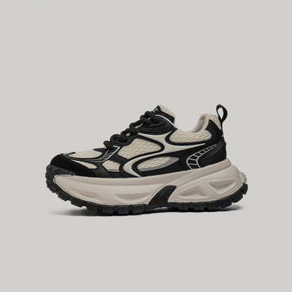 Color Block Platform Chunky Sole Lace-Up Sneakers