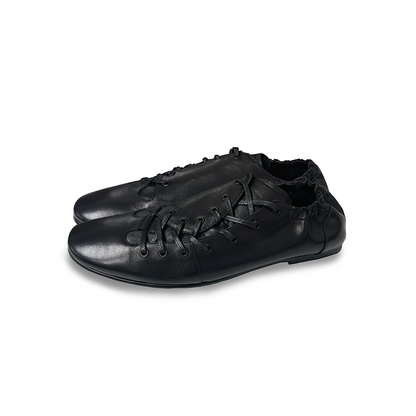 Black Minimalist Lace-Up Ballet Sneakers