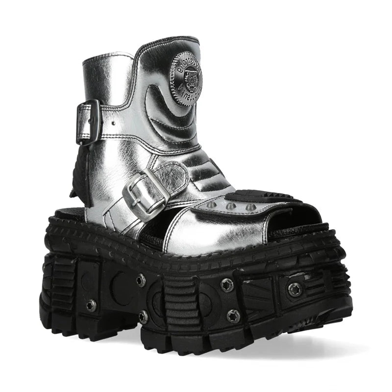 Chunky Sole Metallic Design Boots