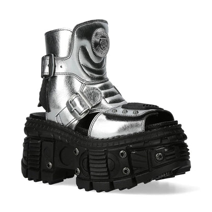 Chunky Sole Metallic Design Boots