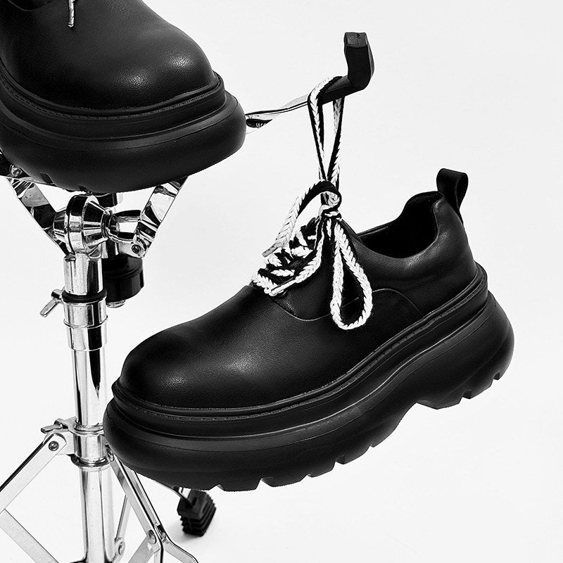 Chunky Platform Round Toe Lace-Up Shoes