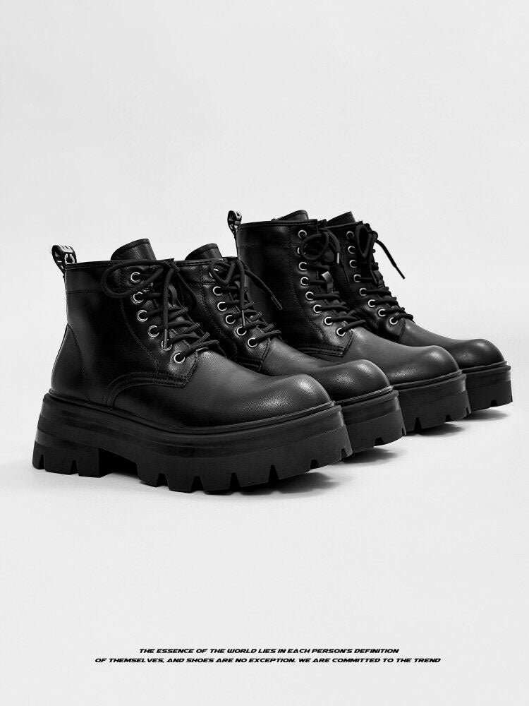 Lace Up Thick Sole Short Boots