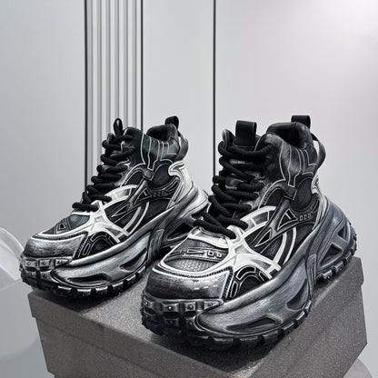 Mesh Panel High-Top Chunky Sole Sneakers